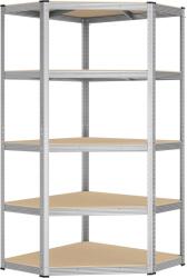 SONGMICS Raft de colt metalic cu 5 polite, pentru garaj sau depozitare, 70x70x180 cm, maxim 875 kg, argintiu (EZ-GLR080E01) Raft