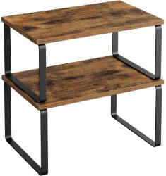 SONGMICS Raft organizator condimente extensibil set 2 bucati, metal si PAL, suprapozabil, 30x20x16 cm, maro rustic (EZ-KCS020X01) Raft