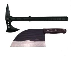  Set Topor Pirate Skull, 39 cm si Cutit Wave Blade, 30 cm, DEPOX®, otel inoxidabil, negru (1370533 - 0974)