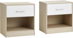 VASAGLE Set 2 noptiere 39x28x41 cm, cu sertar si compartiment deschis, PAL bej natur si alb (EZ-LET819T67)
