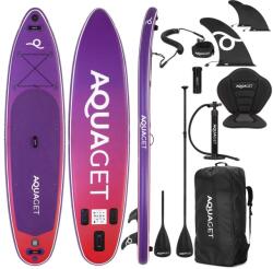  Set placa gonflabila Stand Up PaddleBoard 350x84x15 cm, cu pompa, scaun kayak, kit de reparatii, geanta de transport, vasla 2 in 1, maxim 220 kg, mov (AQ-0043)