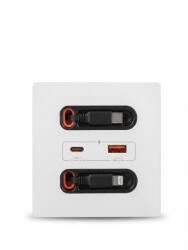Rovo Priza de perete Rovo AAC, Incarcare Rapida 20W, Cabluri retractabile, USB-C si Lightning, Porturi USB-A si USB-C, 16A (AAC) - esell