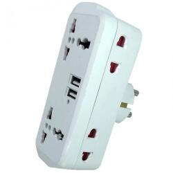  Priza Multipla 6in1, 2 Port Usb , 100-250v 10a/13a, Alb, 12 Cm (DLMGG-4462)