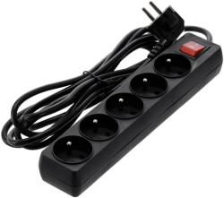  Prelungitor cu 5 prize de alimentare 250V, cu intrerupator, lungime 3m, culoare neagra, 16A, 2300W, KAB8701 (jolly_KAB8701)
