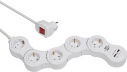 brennenstuhl Prelungitor reglabil Brennenstuhl 5 prize si 2 USB-uri, 1, 4m, Comutator de siguranta (1155350210)