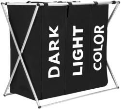  Cos de rufe cu 3 compartimente, cadru aluminiu, 68x40x60cm, 146 litri, negru (HA-0100)