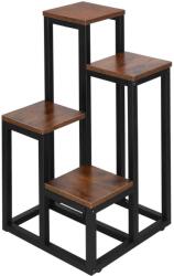  Stand pentru flori, cadru metalic, 4 etajere, 34x34x68 cm, maro inchis (GA-0209) Raft