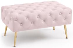  Taburet Madrid, tapitat cu catifea, tip banca, cu picioare metalice, 80x42x41 cm, roz pudra (AK-04380070)