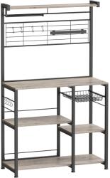 VASAGLE Raft de bucatarie cu spatiu pentru cuptorul cu microunde, banda magnetica cutite, suport role de bucatarie, 42x90x167cm, gri (EZ-KKS026B02) Raft