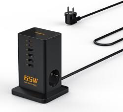 Tessan Prelungitor tip Turn Tessan , ZTS-FS02DE00, 2X USB-C, 4x USB, 2 prize, incarcare rapida USB-C 65W, 2m, negru (TS-FS02DE00)