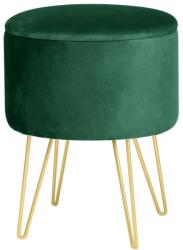  Taburet tapitat rotund Lili cu spatiu de depozitare, velur, 35x35x45 cm, verde (AK-12212158)