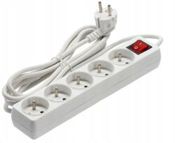  Prelungitor cu 5 prize de alimentare 250V, cu intrerupator, lungime 5m, culoare alba, 16A, 2300W, KAB8749 (jolly_KAB8749)