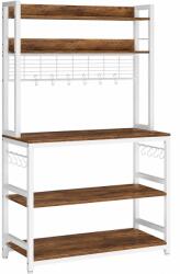VASAGLE Raft de bucatarie cu spatiu pentru cuptorul cu microunde, 5 rafturi reglabile, 4 prize incorporate, cadru metalic, 80x40x170 cm, maro rustic s (EZ-KKS025W41) Raft