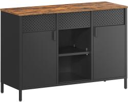 SONGMICS Dulap metalic cu 2 usi si polite reglabile, otel si PAL, stil industrial, 40x110x76 cm, maro rustic (EZ-LSC204B01) Garderoba