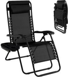 Procart Sezlong pliabil tip scaun, reglabil, tetiera detasabila, suport pahar, 165x114x65 cm (DGLAFUMAC)
