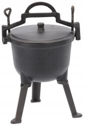  Ceaun vanatoresc din fonta, cu capac si picioare pentru gatit in aer liber, 5L, 25x42 cm, negru (BBQ-3703)