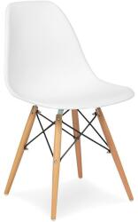 ProCart Scaun stil scandinav, pentru bucatarie si dining, alb, picioare lemn natur (DCP01)