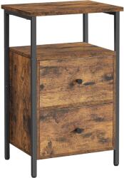 VASAGLE Noptiera cu 2 sertare pentru dormitor, design industrial, 28x38x60cm, maro si negru (EZ-LET521B01)
