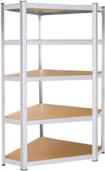  Raft de colt cu cadru metalic modular pentru depozitare, 5 polite, 180x90x40cm, sarcina 875kg (HA-5214) Raft