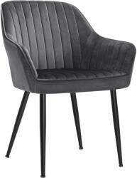 SONGMICS Scaun living tapitat din catifea cu cotiere, sarcina 110 kg, 63x60x85 cm, gri (EZ-LDC087G01)
