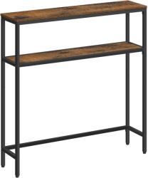 VASAGLE Masa tip consola ingusta cu 2 rafturi, cadru metalic, stil industrial, 80x20x80 cm, maro rustic (EZ-LNT130K01)