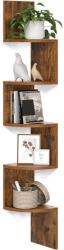 VASAGLE Raft de colt plutitor pe 5 niveluri, din lemn, 20x20x128cm, maro rustic (EZ-LBC72BX) Raft
