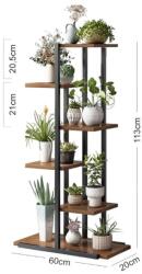  Suport pentru ghivece de flori si plante, raft modern, negru și maro inchis, JollyMag, SZ16CZ, 113x60x20cm (jolly_SZ16CZ) Raft