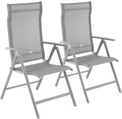 SONGMICS Set 2 scaune gradina pliabile cu spatar reglabil 8 pozitii, 150 kg, 56x70x106 cm, gri (EZ-GCB29GY)