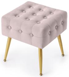  Taburet tapitat Quadra, velur, cu picioare metalice, 40x40x42 cm, roz pudra (AK-04380117)