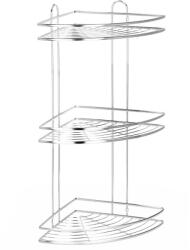  Etajera de colt pentru dus, cu 3 polite, montaj pe perete, inox, 25x25x59 cm, argintiu (HA-7542) Raft