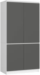  Dulap cu 4 usi, rafturi si bara pentru umerase, PAL laminat, 90x51x180 cm, alb si gri grafit (AK-12219867-3/3) Garderoba