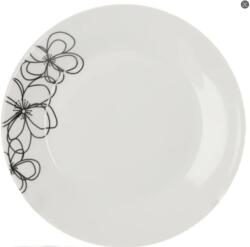  Set de 6 farfurii albe, rotunde, 19 cm, model minimalist flori negre, JollyMag, AIC2301 (jolly_AIC2301)