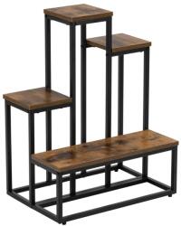  Etajera cu 4 rafturi din metal si MDF, 51x34x67 cm, negru si maro (GA-0210) Raft