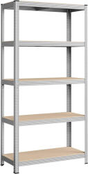 SONGMICS Raft de depozitare metalic, cu suprafata galvanizata, 5 polite, max. 875 kg, 180x90x40cm, argintiu (EZ-GLR40SV) Raft