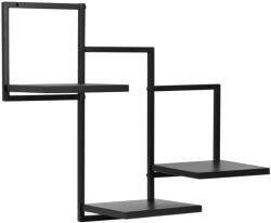  Raft de perete cu 3 polite din MDF si cadru metalic, 58x21x50 cm, negru (HF-0055) Raft