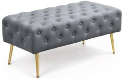  Taburet Monaco, tapitat cu catifea, tip banca, cu picioare metalice, 100x42x41 cm, gri (AK-04380025)