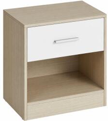 VASAGLE Noptiera cu sertar si compartiment deschis, 28x39x41 cm, bej natur si alb (EZ-LET619T67)