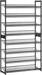 SONGMICS Raft pentru pantofi suprapozabil, pe 8 nivele, din metal, cu rafturi reglabile, pentru 32-40 perechi, 31x 92x163cm, negru (EZ-LMR08B) Raft