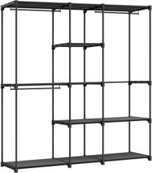 SONGMICS Dulap portabil pentru haine cu 3 bare de suspendare si rafturi, structura metalica, 43x182x182 cm, negru (EZ-RYG037B02) Garderoba