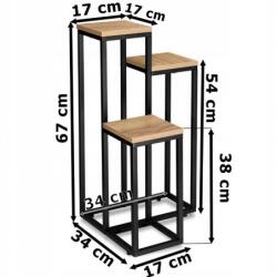  Suport pentru ghivece de flori si plante, raft modern, negru și maro, JollyMag, SZ52, 67x35x5 cm (jolly_SZ52) Raft