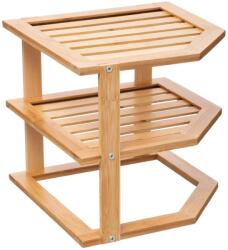  Etajera colt 5Five pentru bucatarie, 2 niveluri, bambus, 25x23x25 cm, maro natural (JJ-167768) Raft