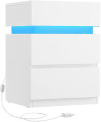 VASAGLE Noptiera din MDF cu iluminare LED, culori si intensitate reglabile, 35x40x55cm, alb (EZ-LET630T10)