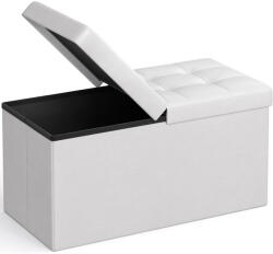 SONGMICS Taburet pliabil cu sezut moale, spatiu depozitare 80 litri, max 300kg, 76x38x38 cm, alb (EZ-LSF45WT)