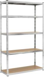  Raft metalic de depozitare cu 5 polite reglabile MDF, structura zincata, capacitate 1000 kg, 120x45x205 cm, gri (HA-5280) Raft