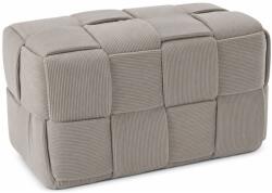  Taburet dreptunghiular tapitat cu material reiat, design impletit, 60x32x32 cm, gri deschis (PHO-5901)
