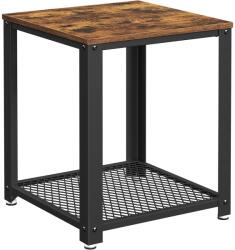 VASAGLE Masa de cafea laterala, tip noptiera, cu cadru metalic, 45x45x55cm, maro rustic si negru (EZ-LET41XV1)