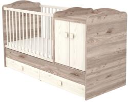Hubners Patut copii transformabil din lemn cu 2 sertare Hubners Sofia Maxi Kombi 120x70 cm crem nisip (PTH2SSMAKCN) - esell