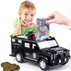 Procart Pusculita electronica, masina de politie, cod pin, amprenta, monede si bancnote, negru (6688-19)