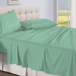 Kotonia Home Cearceaf de pat Kotonia Home Deco, 100% bumbac, Damasc Saten, dimensiune dungi 1 cm, Verde Menta, 220x240 cm (001892-240)