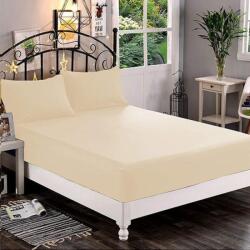Kotonia Home Husa de pat cu elastic Kotonia Home Hotel, 100% bumbac, Damasc DeLux Saten, vanilla, 180×200+30 cm (004314-180)